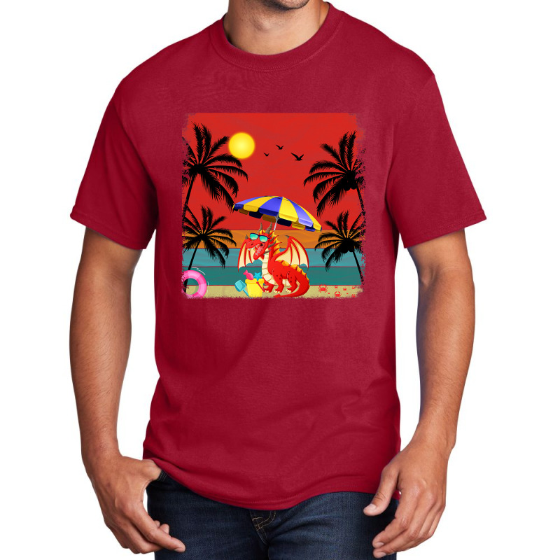 Beach Coconut Tree Retro Graphic Dragon Lover Summ Basic T-shirt by whoretacarpal | Artistshot