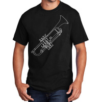 Trumpet Oneline Art   Trumpet Brass Instrument Tru Basic T-shirt | Artistshot