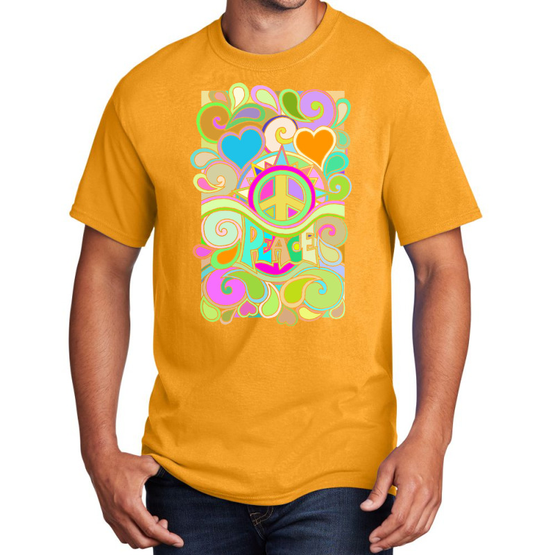 Psychedelic Hippy Retro Peace Art 1 Basic T-shirt by hermesginderq | Artistshot