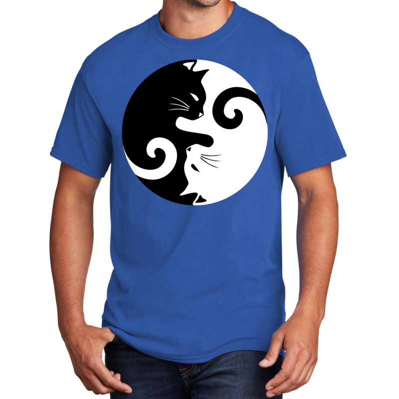 Ying Yang Cats   Black & White Basic T-shirt by hermesginderq | Artistshot