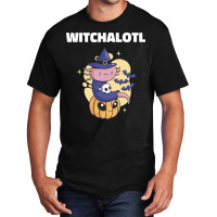 Cute Axolotl Witch With Pumpkin Halloween Music Basic T-shirt | Artistshot