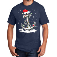 Anchor Boating Sailing Christmas Santa Hat Lights Basic T-shirt | Artistshot