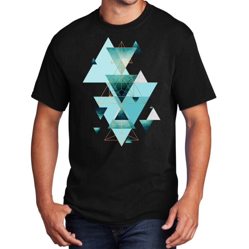 Geometric Triangle Compilation In Teal Basic T-shirt | Artistshot