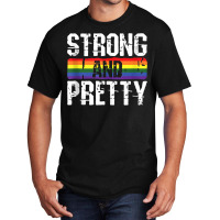 Strong And Pretty Gay Pride Gym Lifting Workout Lg Basic T-shirt | Artistshot