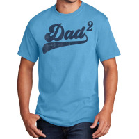 Mens Dad2 Dad Squared Gifts Father Of Two Daddy 2 Basic T-shirt | Artistshot