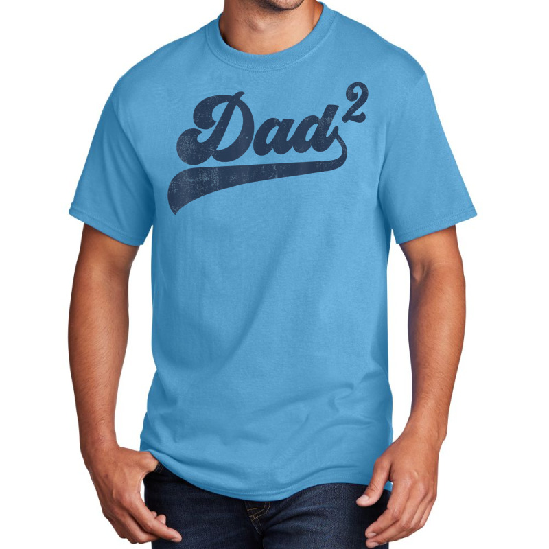 Mens Dad2 Dad Squared Gifts Father Of Two Daddy 2 Basic T-shirt by corindu | Artistshot