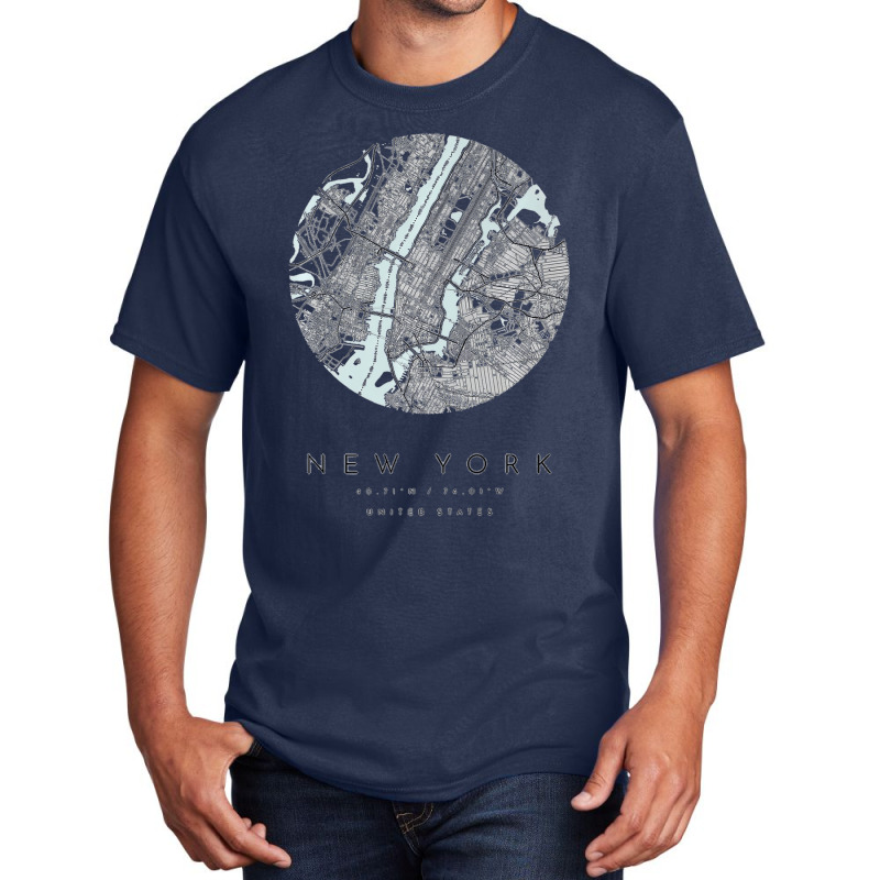 New York Coordinates Map Hometown Premium T Shirt Basic T-shirt | Artistshot