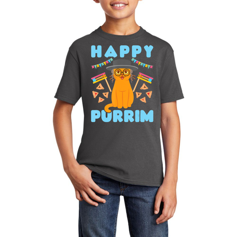 Happy Purim Jewish Holiday Cat Hamantash Men Women Kids Basic Youth T-shirt | Artistshot