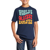 Worlds 1 Okayest Employee Retro Groovy Wavy Vintage T Shirt Basic Youth T-shirt | Artistshot