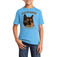 Cute, Calico Cat Happiness Is A Tortoiseshell Cat Basic Youth T-shirt | Artistshot