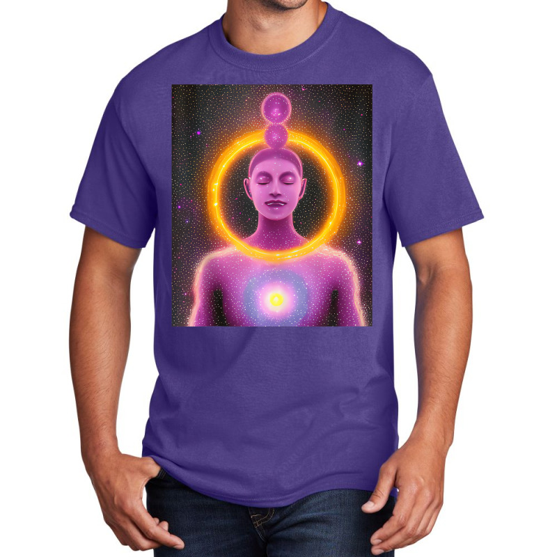 Yoga Girl Female Sun Salutation Meditation Chakra Basic T-shirt by heffopance | Artistshot