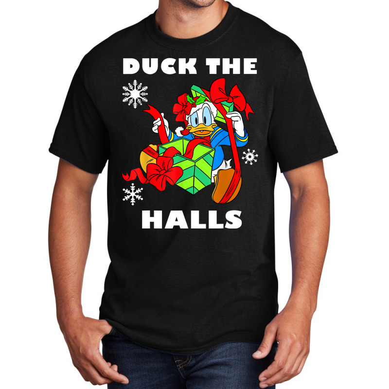 Duck The Halls Christmas Portrait Basic T-shirt by venooskafilav | Artistshot