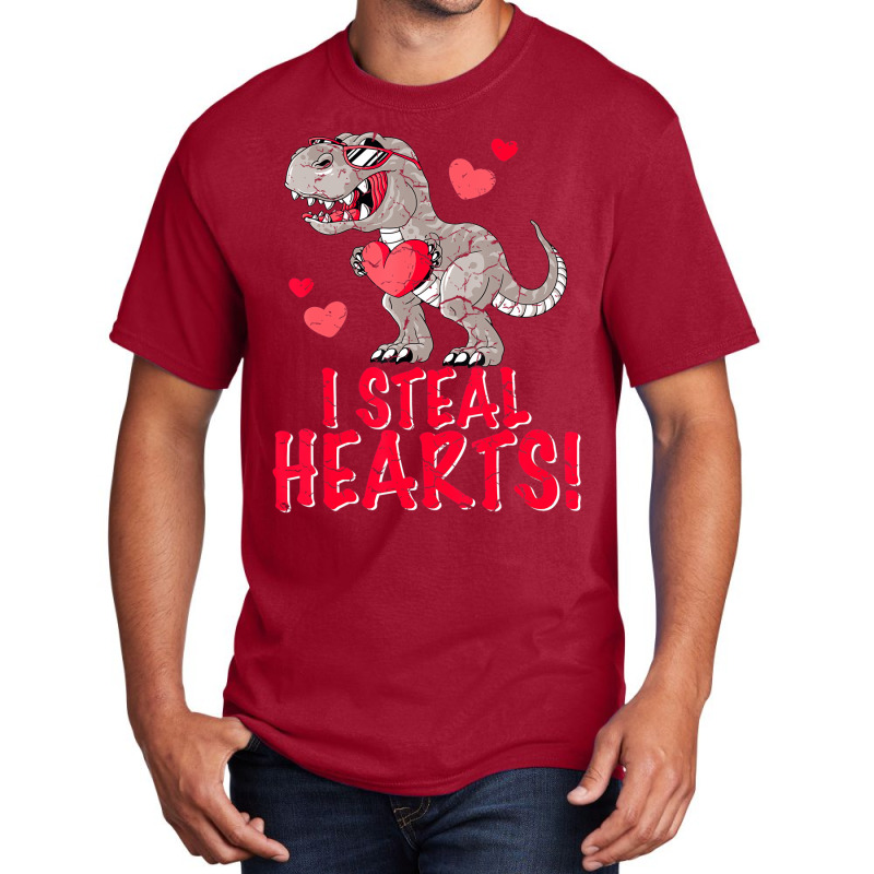 I Steal Hearts Trex Dino Boys Valentines Day Dinos Basic T-shirt | Artistshot