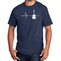 Guitar Musician Gift Acoustic Guitar Heartbeat Basic T-shirt | Artistshot