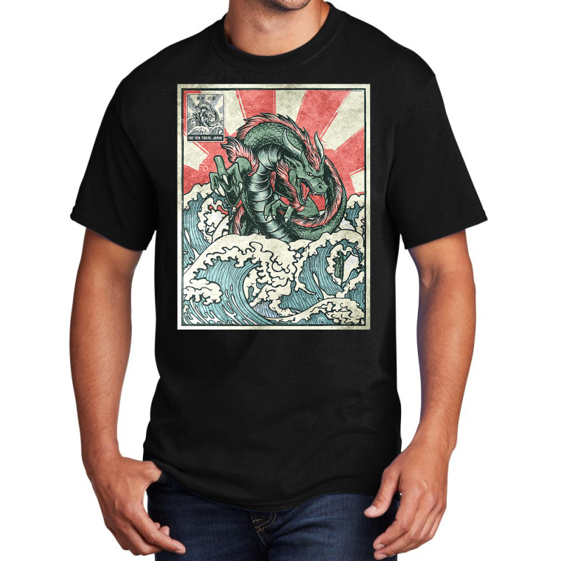 Japanese Dragon Great Wave Off Kanagawa Basic T-shirt by gadasiegeniad | Artistshot