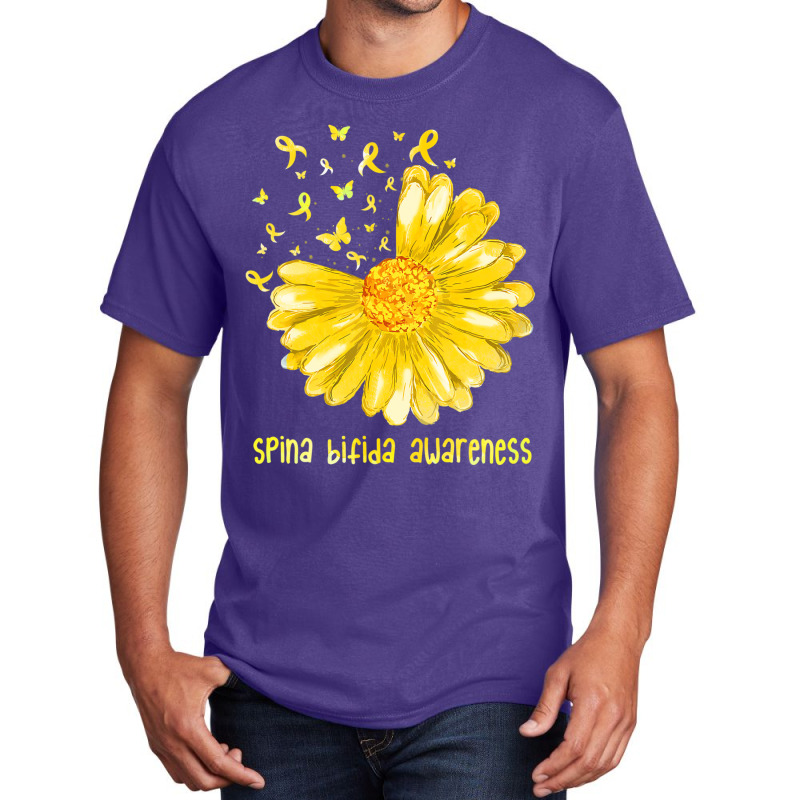 Daisy Butterfly Yellow Ribbon Spina Bifida Awarene Basic T-shirt | Artistshot