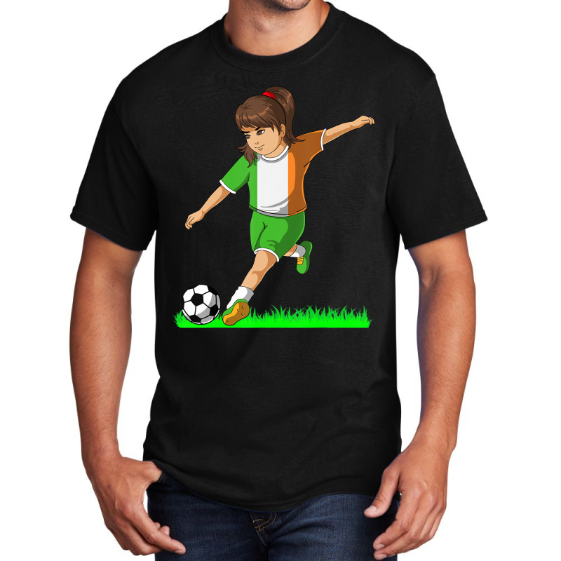 Irish Soccer Girl Ireland Flag Jersey Football Fan Basic T-shirt by bettincam | Artistshot