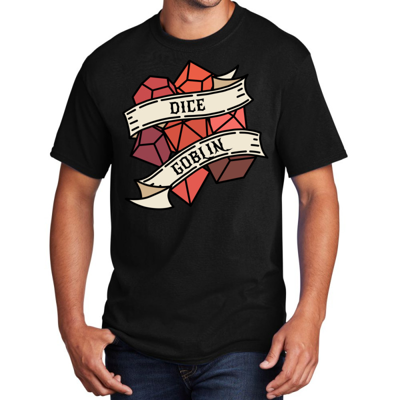 Red Tone Dice Goblin Tattoo Style Dnd Dice Basic T-shirt | Artistshot