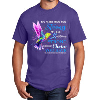 Charge Syndrome Awareness Blue Strong Hummingbird Basic T-shirt | Artistshot