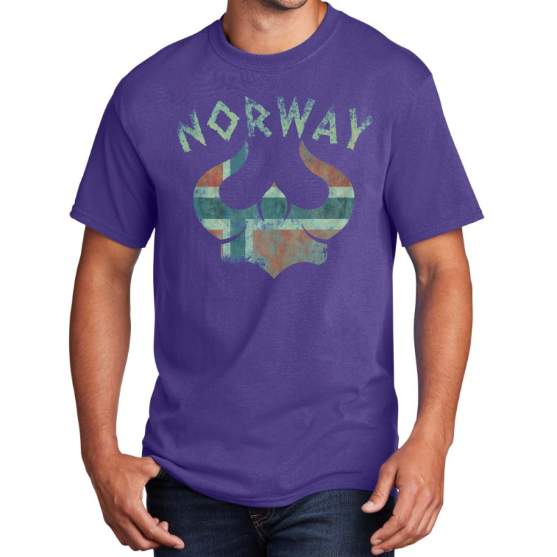 Norway Viking Helmet Scandinavian Norway Flag Basic T-shirt | Artistshot