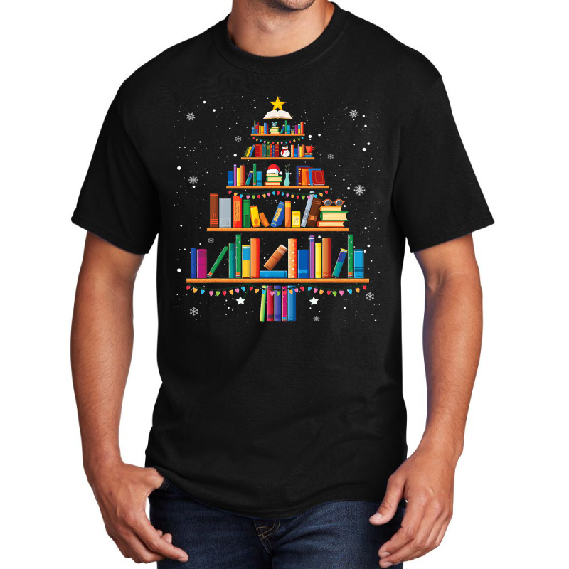 Christmas Library Tree Cute Book Lover Librarian X Basic T-shirt by Fabulousam | Artistshot