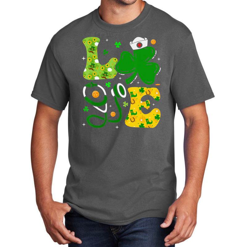 Funny Irish Nurse St Patrick's Day Shamrock Love Basic T-shirt | Artistshot