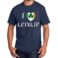 I Love Leixlip Ireland Eire Flag Heart Shamrock Basic T-shirt | Artistshot