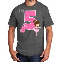 Girl's 5 Year Old Ballerina 5th Birthday Party Bal Basic T-shirt | Artistshot