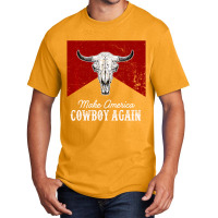 Western Country Bull Skull Makes America A Cowboy Basic T-shirt | Artistshot