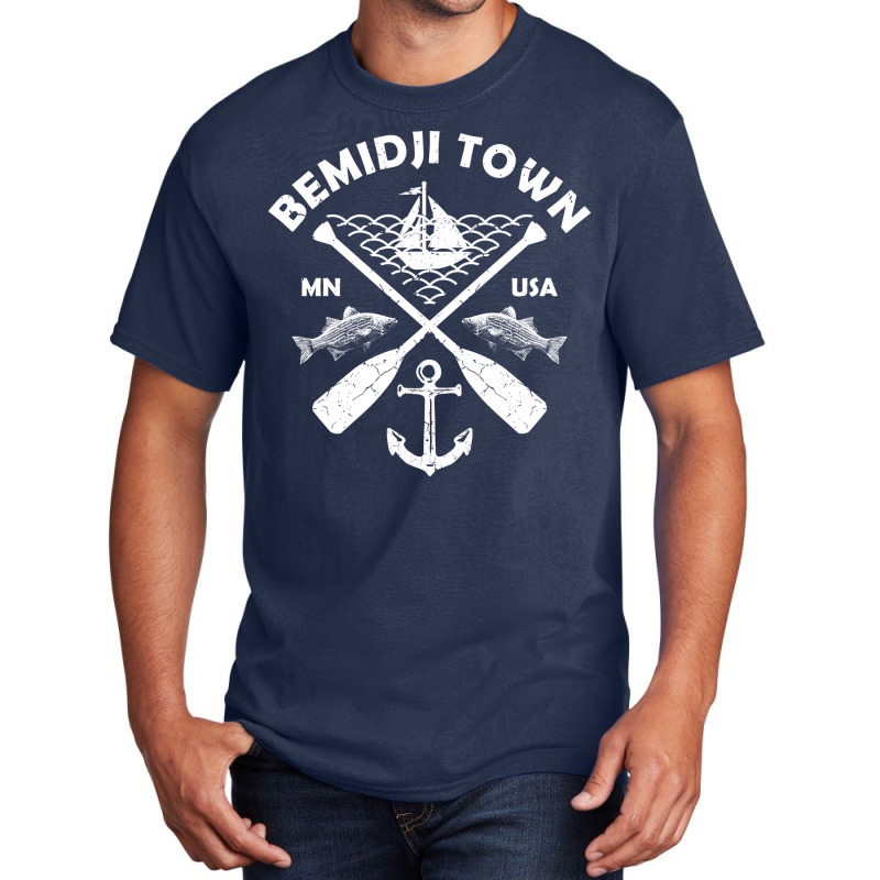 Bemidji Lake Town Minnesota Fishing Boat Paddle Ad Basic T-shirt | Artistshot