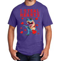 I Steal Hearts Valentines Day Dinosaur Boys Men Lo Basic T-shirt | Artistshot