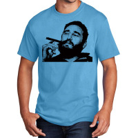 Young Fidel Castro Smoking Cigar Retro Basic T-shirt | Artistshot