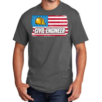 Civil Engineer American Flag Patriotic Civil Engin Basic T-shirt | Artistshot