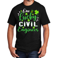 One Lucky Civil Engineer Shamrock Leprechaun Hat S Basic T-shirt | Artistshot