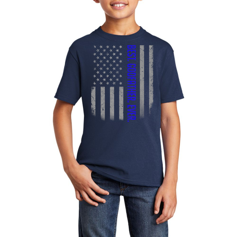 Mens Best Godfather Ever American Flag Shirt Gift Basic Youth T-shirt by mheny | Artistshot