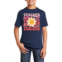 Funny Teacher Daisy Flowers Retro Groovy 70s Valen Basic Youth T-shirt | Artistshot