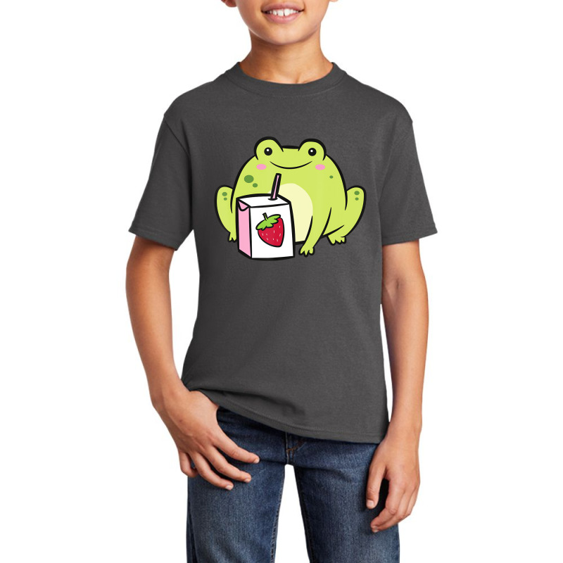 Funny Frog Lover Frog With Strawberry Milk T Shirt Basic Youth T-shirt by voutsro | Artistshot