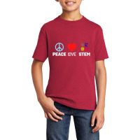 Peace Love Stem Science Technology Engineering Mat Basic Youth T-shirt | Artistshot