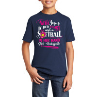 Jesus In Her Heart Softball Hand Funny Pitcher For Basic Youth T-shirt | Artistshot