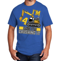 4 Year Old Crushing It Construction Truck 4th Birt Basic T-shirt | Artistshot