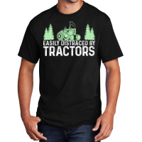 Easily Distracted By Tractors Tractor Farmer Basic T-shirt | Artistshot