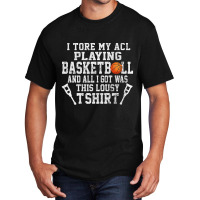 Funny Knee Surgery Torn Acl Basketball Distressed Basic T-shirt | Artistshot