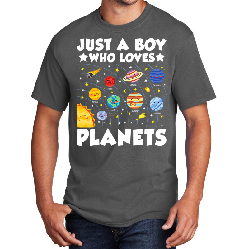 Just A Boy Who Loves Planets Solar System Space Sc Basic T-shirt | Artistshot