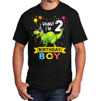 Kids 2 Year Old Shirt 2nd Birthday Boy T Rex Dinos Basic T-shirt | Artistshot