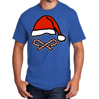 Christmas Santa Hat Skull And Candy Cane Crossbone Basic T-shirt | Artistshot