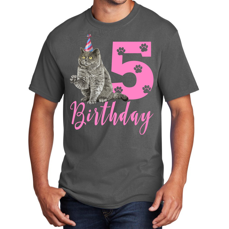 Happy Birthday 5th Cute Birthday British Shorthair Basic T-shirt | Artistshot