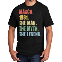 40th Birthday Man Myth Legend 1981 Hipster Basic T-shirt | Artistshot