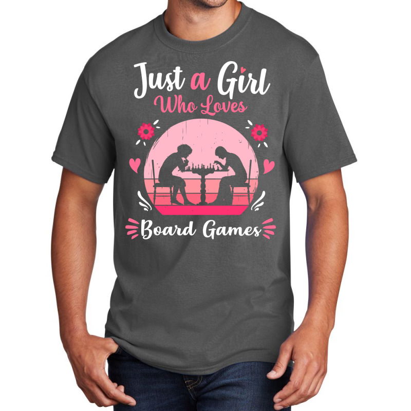 Just A Girl Who Loves Board Games Pink Retro Vinta Basic T-shirt | Artistshot