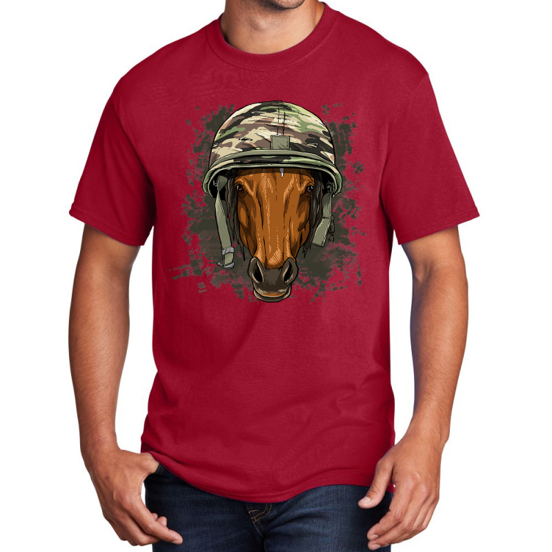 Horse Soldier Veteran Army Horse Farm Animal Lover Basic T-shirt | Artistshot