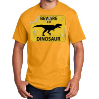 Damaged Beware Of Dinosaur Sign Girl Basic T-shirt | Artistshot